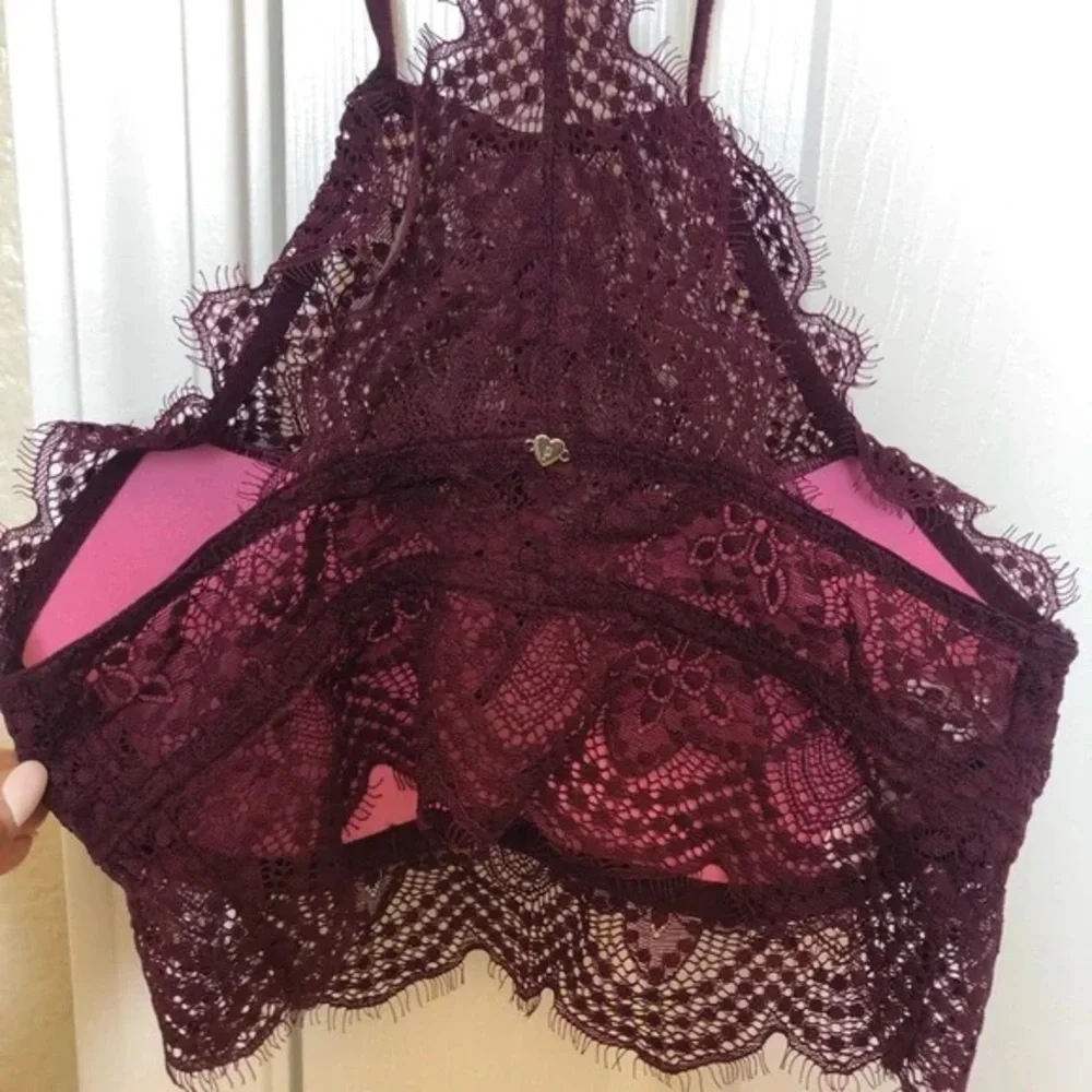 Victoria Secret Pink | Lace High Neck Push Up Bralette Women's Size M - Picture 8 of 8